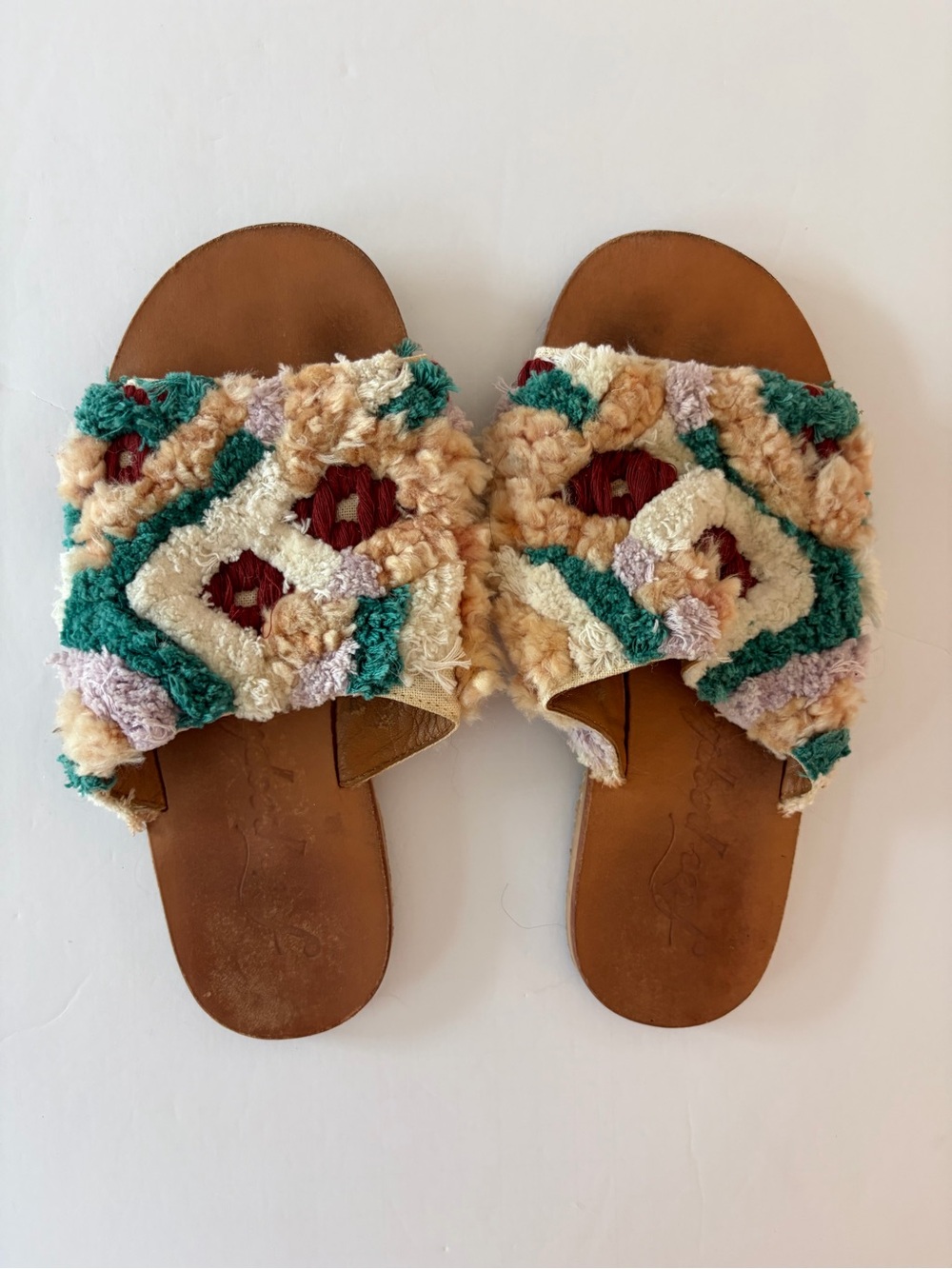 Free People Yuma Woven Mule Sandals Leather Tan Embroidery Women's 37 (7 US) - Picture 9 of 9